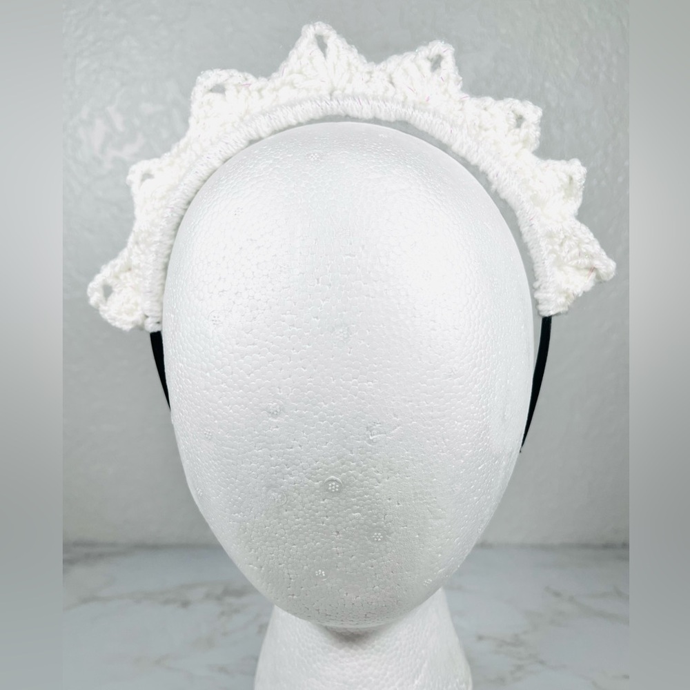 White Crochet Crown Headband
